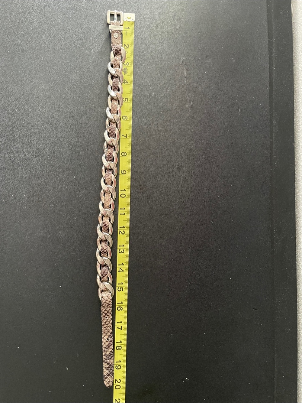 Michael Kors 20” Silver-Tone Buckle Snake-Print Leather Choker. Never worn. - Picture 3 of 3